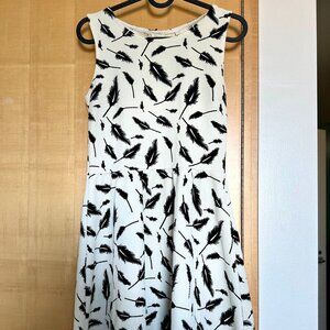 Free Gift! 🎁Chic Feather Print Sleeveless Skater Dress - Stretch Fit